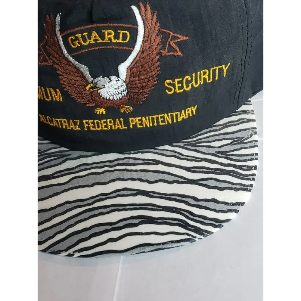 Guard Maximum Security Alcatraz Federal Penitentiary Snap Back Cap Zebra Print